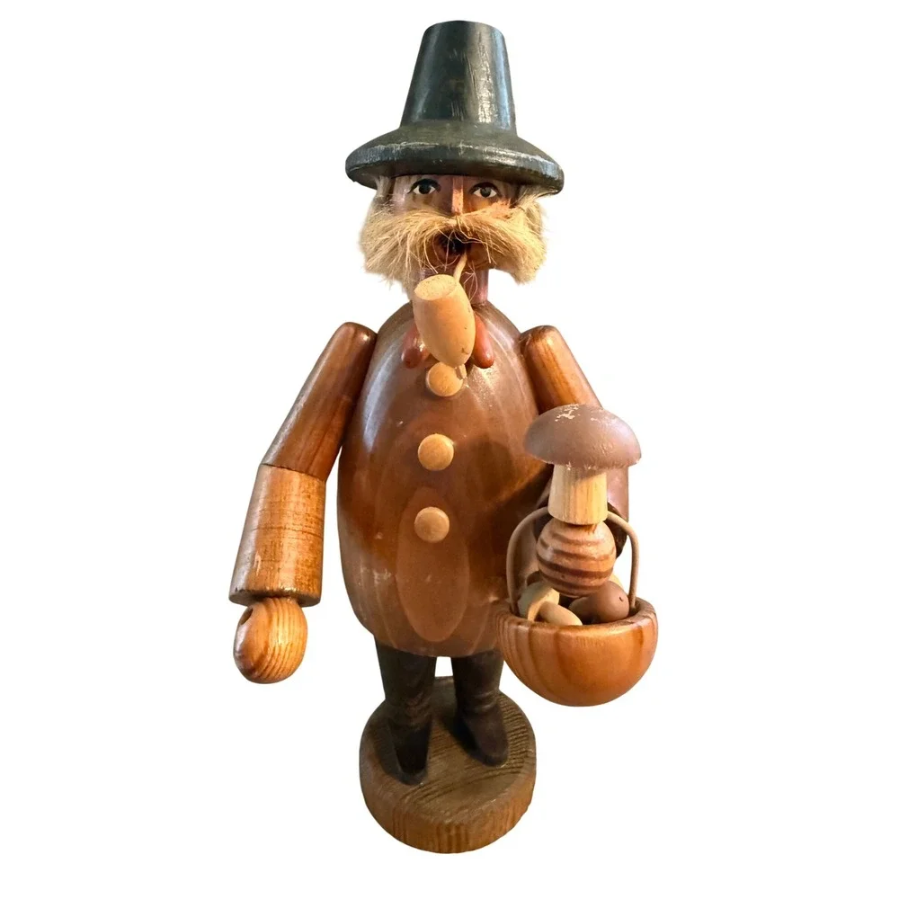 Expertic Vintage Wooden Incense Smoker Mushroom Hunter Made in GDR East Germany